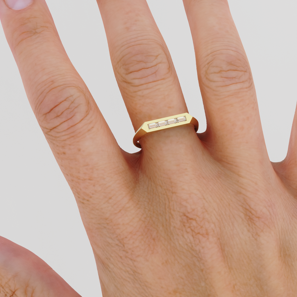14k Baguette Stackable Ring / Baguette Diamond Ring / Unique Baguette Ring / Baguette Diamond Bar Ring
