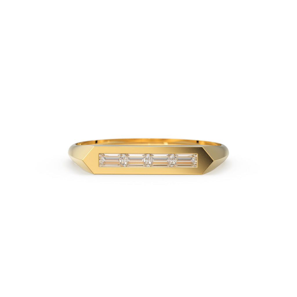 14k Baguette Stackable Ring / Baguette Diamond Ring / Unique Baguette Ring / Baguette Diamond Bar Ring