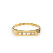 Load image into Gallery viewer, 14k Baguette Stackable Ring / Baguette Diamond Ring / Unique Baguette Ring / Baguette Diamond Bar Ring
