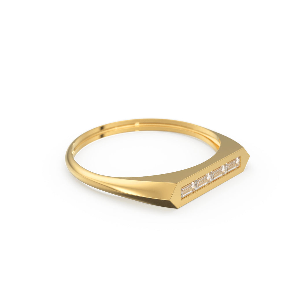 14k Baguette Stackable Ring / Baguette Diamond Ring / Unique Baguette Ring / Baguette Diamond Bar Ring