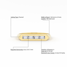 Load image into Gallery viewer, 14k Baguette Stackable Ring / Baguette Diamond Ring / Unique Baguette Ring / Baguette Diamond Bar Ring