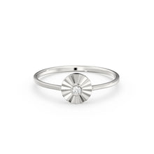 Load image into Gallery viewer, Diamond Ring / 14k Bezel Setting Diamond Cut Diamond Solitaire Ring / Ballerina Disc Ring / Diamond Cut Ray Ring