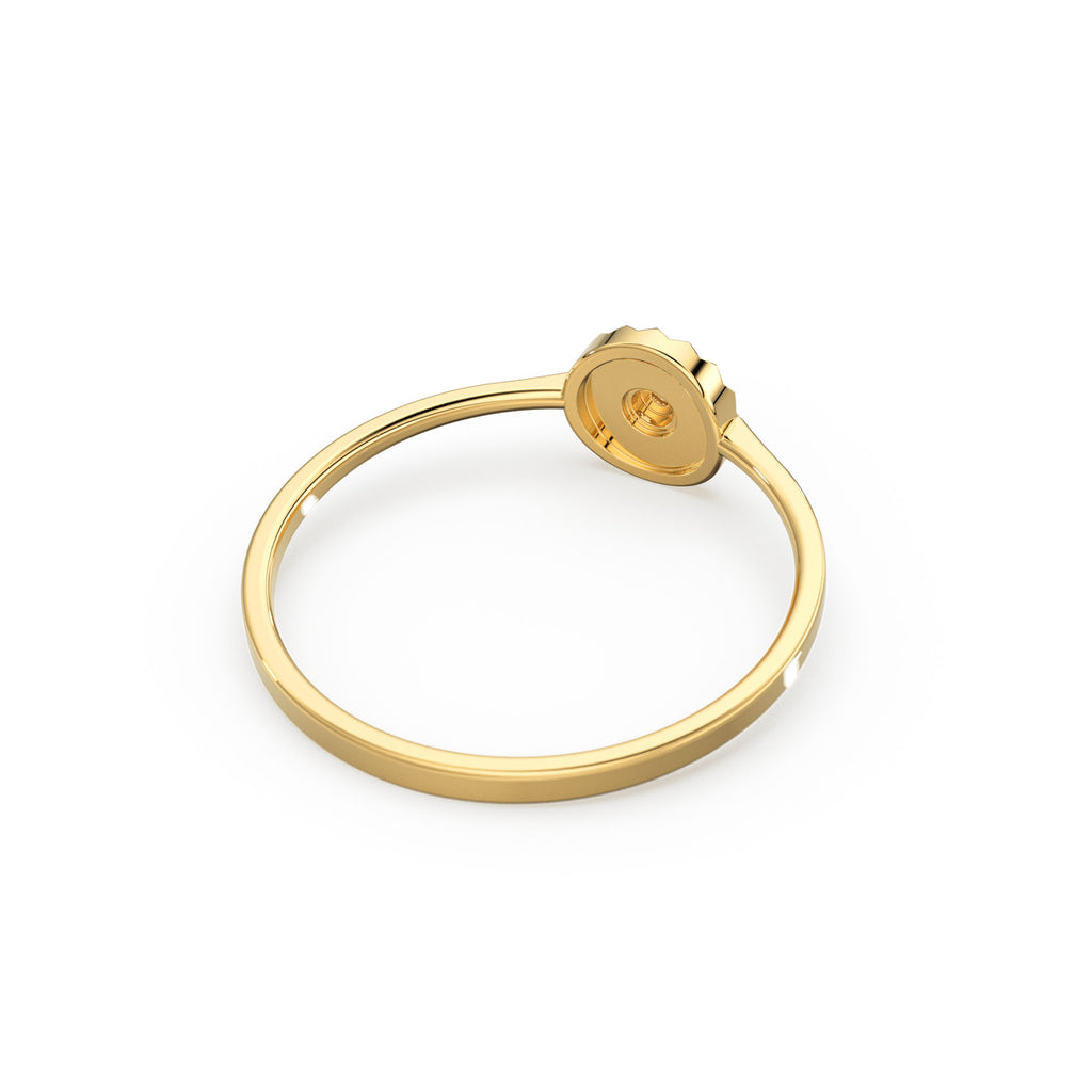 Diamond Ring / 14k Bezel Setting Diamond Cut Diamond Solitaire Ring / Ballerina Disc Ring / Diamond Cut Ray Ring