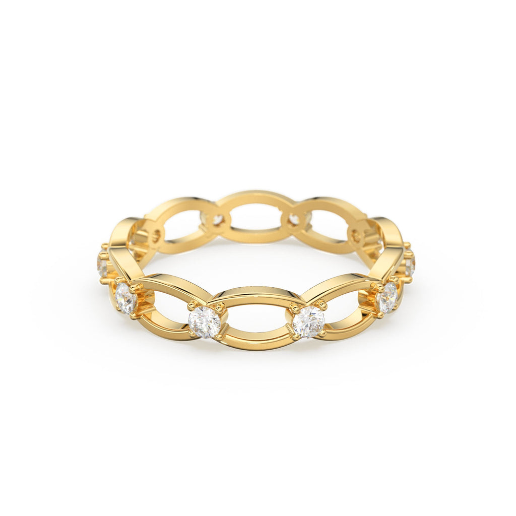 14k Link Eternity Wedding Band / Diamond Wedding Ring / Unique Style Womens Wedding Band available in Gold, Rose Gold, and White Gold