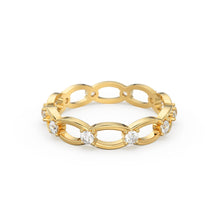 Load image into Gallery viewer, 14k Link Eternity Wedding Band / Diamond Wedding Ring / Unique Style Womens Wedding Band available in Gold, Rose Gold, and White Gold
