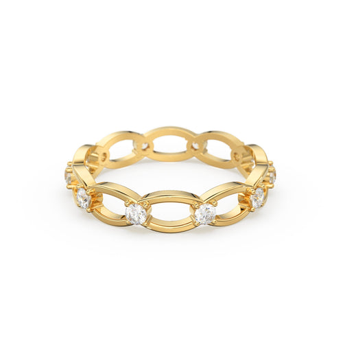 14k Link Eternity Wedding Band / Diamond Wedding Ring / Unique Style Womens Wedding Band available in Gold, Rose Gold, and White Gold