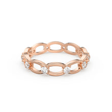 Load image into Gallery viewer, 14k Link Eternity Wedding Band / Diamond Wedding Ring / Unique Style Womens Wedding Band available in Gold, Rose Gold, and White Gold
