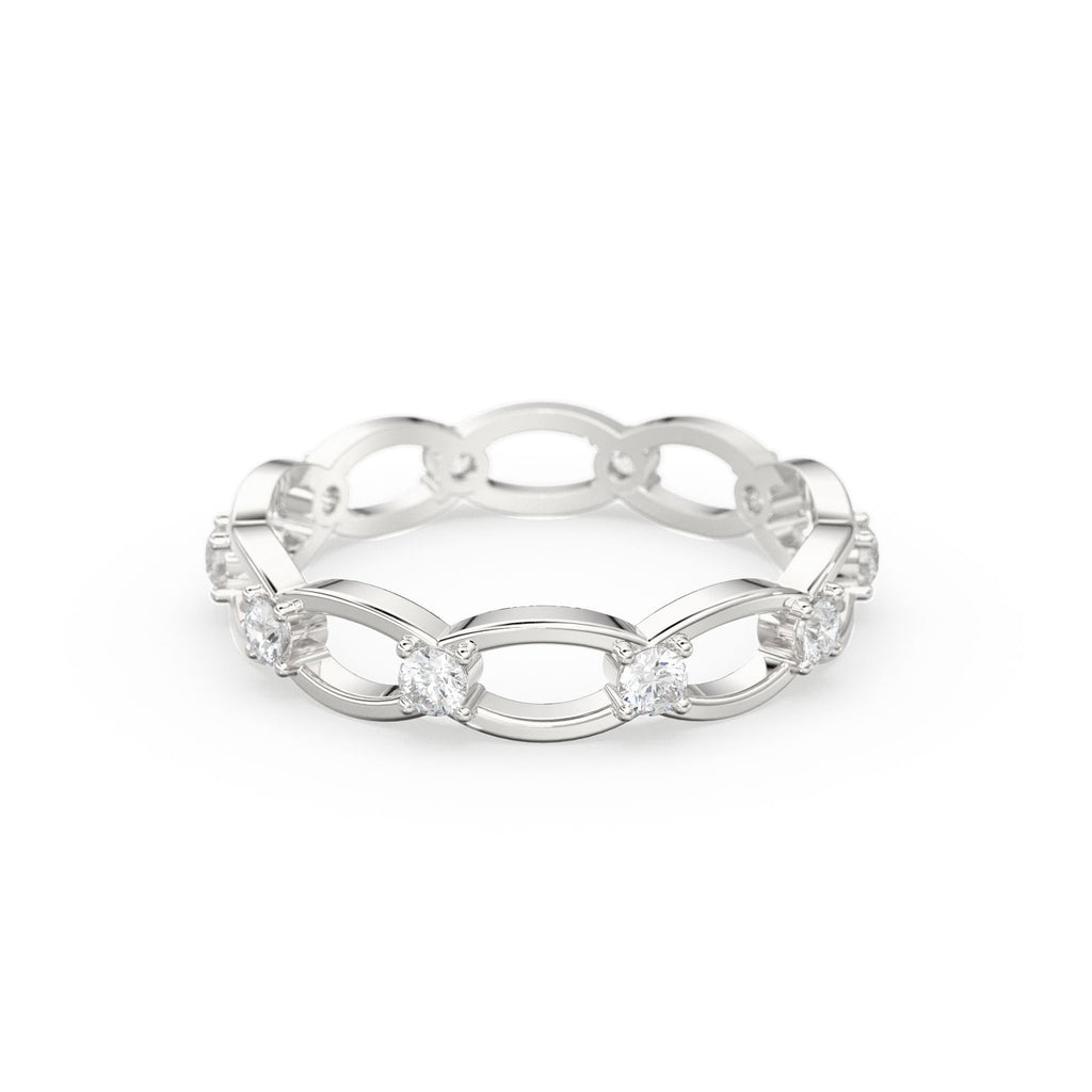 14k Link Eternity Wedding Band / Diamond Wedding Ring / Unique Style Womens Wedding Band available in Gold, Rose Gold, and White Gold