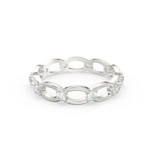 Load image into Gallery viewer, 14k Link Eternity Wedding Band / Diamond Wedding Ring / Unique Style Womens Wedding Band available in Gold, Rose Gold, and White Gold