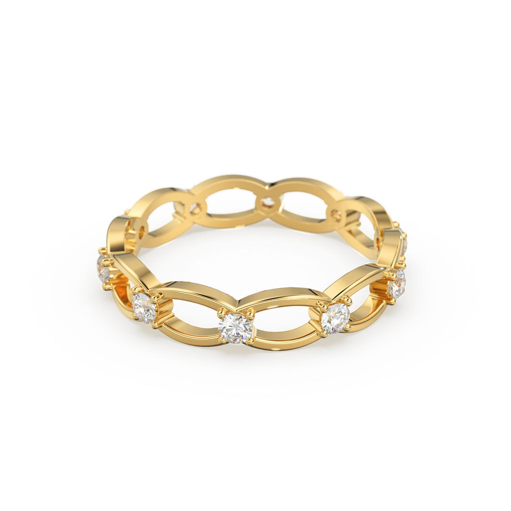 14k Link Eternity Wedding Band / Diamond Wedding Ring / Unique Style Womens Wedding Band available in Gold, Rose Gold, and White Gold