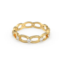 Load image into Gallery viewer, 14k Link Eternity Wedding Band / Diamond Wedding Ring / Unique Style Womens Wedding Band available in Gold, Rose Gold, and White Gold