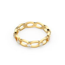 Load image into Gallery viewer, 14k Link Eternity Wedding Band / Diamond Wedding Ring / Unique Style Womens Wedding Band available in Gold, Rose Gold, and White Gold