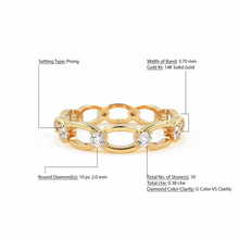Load image into Gallery viewer, 14k Link Eternity Wedding Band / Diamond Wedding Ring / Unique Style Womens Wedding Band available in Gold, Rose Gold, and White Gold