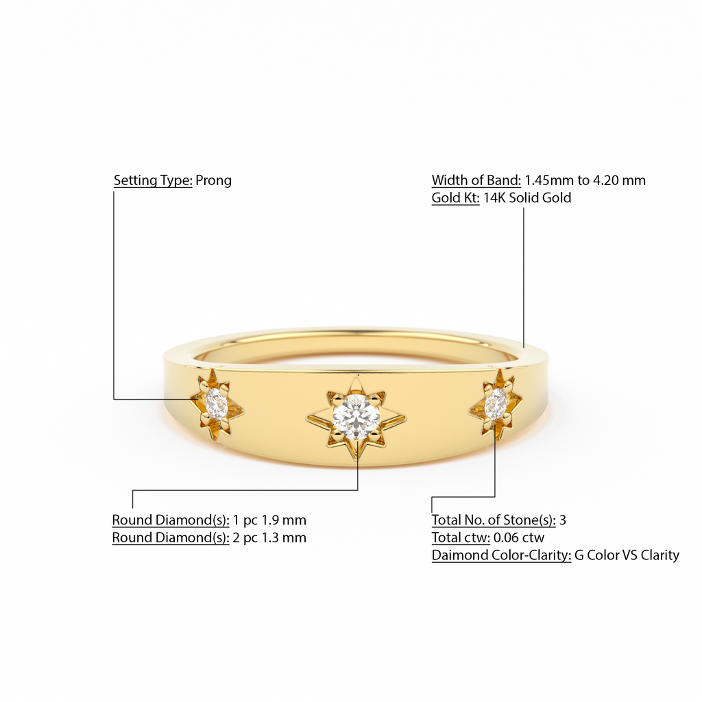 Star Setting Diamond Stacking Ring / 14k Gold Dainty Delicate Minimal Diamond Ring / avail in 14k Gold / Rose Gold