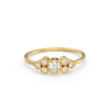 Load image into Gallery viewer, Engagement Ring / 14K Gold Round Cut Bezel Set Diamond Engagement Ring / Unique Engagement Ring / Brilliant Cut Natural Diamond Ring