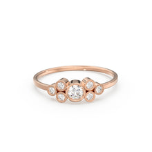 Load image into Gallery viewer, Engagement Ring / 14K Gold Round Cut Bezel Set Diamond Engagement Ring / Unique Engagement Ring / Brilliant Cut Natural Diamond Ring