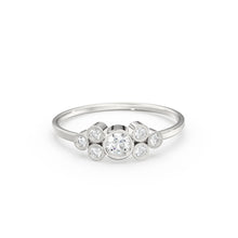 Load image into Gallery viewer, Engagement Ring / 14K Gold Round Cut Bezel Set Diamond Engagement Ring / Unique Engagement Ring / Brilliant Cut Natural Diamond Ring