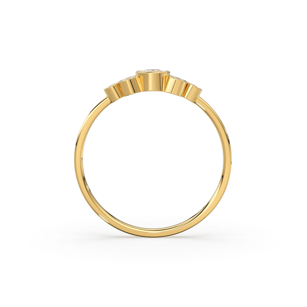 Engagement Ring / 14K Gold Round Cut Bezel Set Diamond Engagement Ring / Unique Engagement Ring / Brilliant Cut Natural Diamond Ring