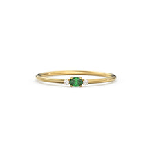 Load image into Gallery viewer, Emerald Ring / Oval Emerald Ring / 14K Gold Oval Cut Emerald with Surrounding Round Cut Diamonds / Holiday Sale