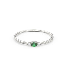 Load image into Gallery viewer, Emerald Ring / Oval Emerald Ring / 14K Gold Oval Cut Emerald with Surrounding Round Cut Diamonds / Holiday Sale