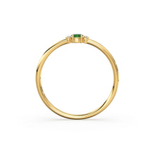 Load image into Gallery viewer, Emerald Ring / Oval Emerald Ring / 14K Gold Oval Cut Emerald with Surrounding Round Cut Diamonds / Holiday Sale