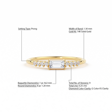 Load image into Gallery viewer, Diamond Baguette Ring / Baguette Diamond Engagement Ring in 14k Gold / Thin Simple Delicate Minimalist Baguette Solitaire Diamond Gold Ring