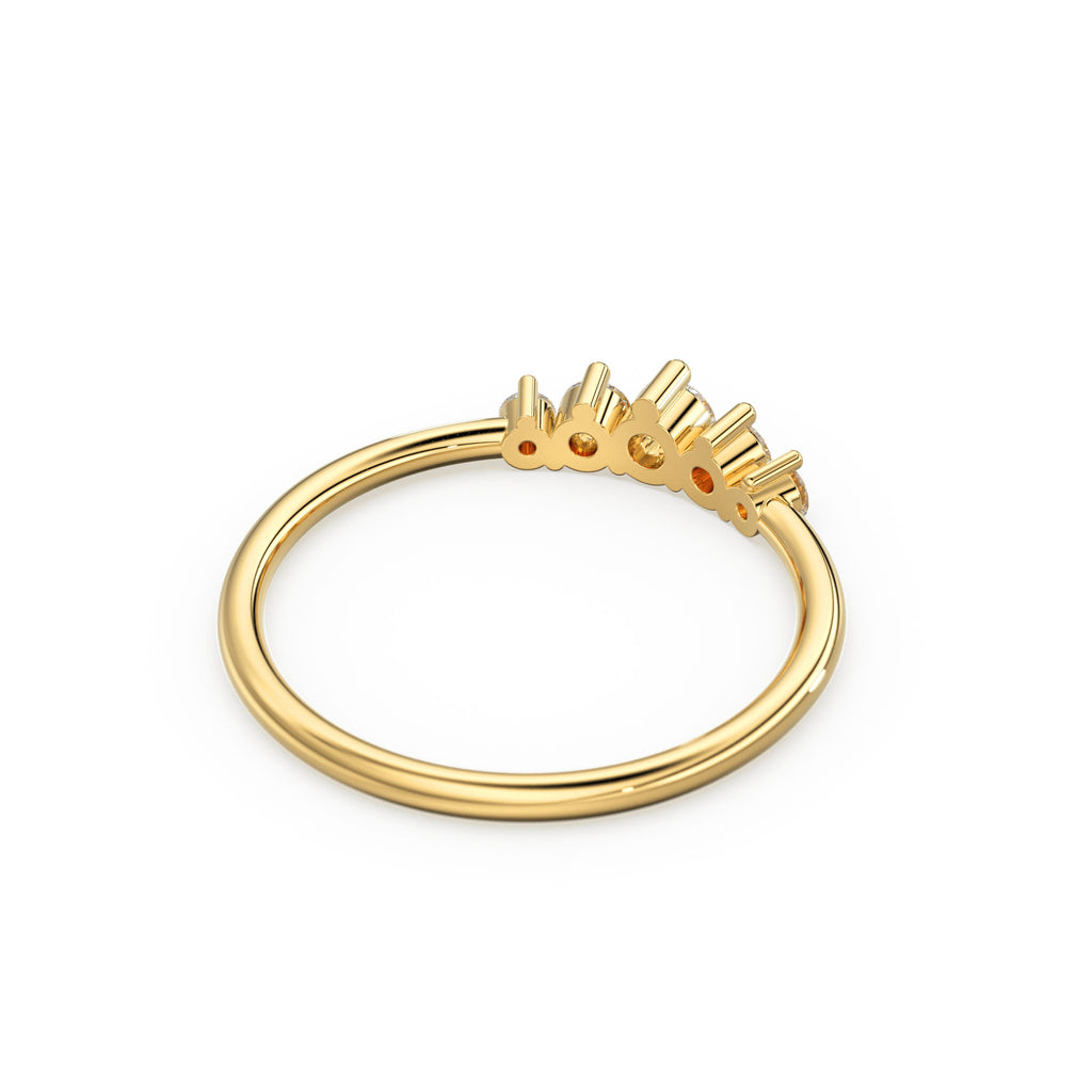 5 Stone Wedding Ring / Diamond Wedding Band in 14k Gold / Womens Wedding Ring / Engagement Band / Anniversary Ring / Rose Gold Wedding Ring