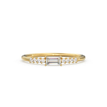 Load image into Gallery viewer, Diamond Baguette Ring / Baguette Diamond Engagement Ring in 14k Gold / Thin Simple Delicate Minimalist Baguette Solitaire Diamond Gold Ring