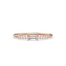 Load image into Gallery viewer, Diamond Baguette Ring / Baguette Diamond Engagement Ring in 14k Gold / Thin Simple Delicate Minimalist Baguette Solitaire Diamond Gold Ring