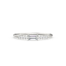 Load image into Gallery viewer, Diamond Baguette Ring / Baguette Diamond Engagement Ring in 14k Gold / Thin Simple Delicate Minimalist Baguette Solitaire Diamond Gold Ring