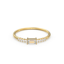 Load image into Gallery viewer, Diamond Baguette Ring / Baguette Diamond Engagement Ring in 14k Gold / Thin Simple Delicate Minimalist Baguette Solitaire Diamond Gold Ring