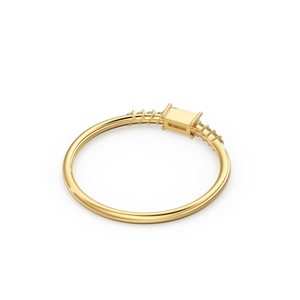Diamond Baguette Ring / Baguette Diamond Engagement Ring in 14k Gold / Thin Simple Delicate Minimalist Baguette Solitaire Diamond Gold Ring