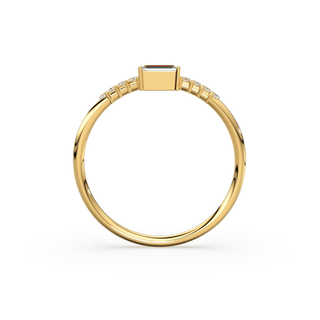 Diamond Baguette Ring / Baguette Diamond Engagement Ring in 14k Gold / Thin Simple Delicate Minimalist Baguette Solitaire Diamond Gold Ring