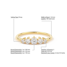 Load image into Gallery viewer, 5 Stone Wedding Ring / Diamond Wedding Band in 14k Gold / Womens Wedding Ring / Engagement Band / Anniversary Ring / Rose Gold Wedding Ring