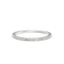 Load image into Gallery viewer, Baguette Diamond Ring / 14k Gold Half Eternity Baguette Diamond Stackable Ring / 1.0MM Ultra Thin Baguette Diamond Wedding Ring