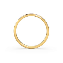 Load image into Gallery viewer, Baguette Diamond Ring / 14k Gold Half Eternity Baguette Diamond Stackable Ring / 1.0MM Ultra Thin Baguette Diamond Wedding Ring