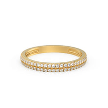 Load image into Gallery viewer, Half Eternity Diamond Wedding Ring / 14k Gold Double Row Micro Pave Half Eternity Ring Wedding Band for Women