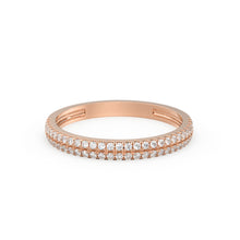 Load image into Gallery viewer, Half Eternity Diamond Wedding Ring / 14k Gold Double Row Micro Pave Half Eternity Ring Wedding Band for Women