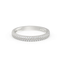 Load image into Gallery viewer, Half Eternity Diamond Wedding Ring / 14k Gold Double Row Micro Pave Half Eternity Ring Wedding Band for Women