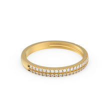 Load image into Gallery viewer, Half Eternity Diamond Wedding Ring / 14k Gold Double Row Micro Pave Half Eternity Ring Wedding Band for Women