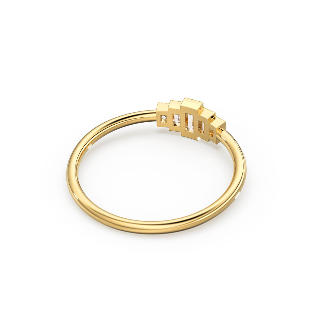14k Gold Step Cut Baguette Diamond / Alternative Engagement Ring / Christmas Gift