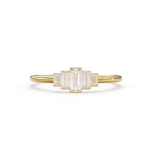 Load image into Gallery viewer, 14k Gold Step Cut Baguette Diamond / Alternative Engagement Ring / Christmas Gift