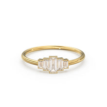 Load image into Gallery viewer, 14k Gold Step Cut Baguette Diamond / Alternative Engagement Ring / Christmas Gift