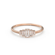 Load image into Gallery viewer, 14k Gold Step Cut Baguette Diamond / Alternative Engagement Ring / Christmas Gift