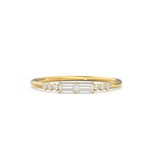 Load image into Gallery viewer, Baguette Ring / 14k Gold Baguette Diamond Stacking Ring / Rose Gold Baguette Ring / Minimalist Baguette Ring / Double Baguette Ring