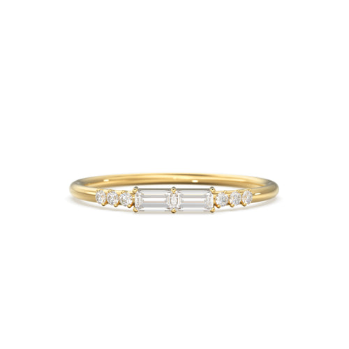 Baguette Ring / 14k Gold Baguette Diamond Stacking Ring / Rose Gold Baguette Ring / Minimalist Baguette Ring / Double Baguette Ring
