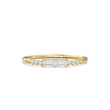 Baguette Ring / 14k Gold Baguette Diamond Stacking Ring / Rose Gold Baguette Ring / Minimalist Baguette Ring / Double Baguette Ring
