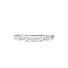 Load image into Gallery viewer, Baguette Ring / 14k Gold Baguette Diamond Stacking Ring / Rose Gold Baguette Ring / Minimalist Baguette Ring / Double Baguette Ring