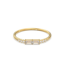 Load image into Gallery viewer, Baguette Ring / 14k Gold Baguette Diamond Stacking Ring / Rose Gold Baguette Ring / Minimalist Baguette Ring / Double Baguette Ring