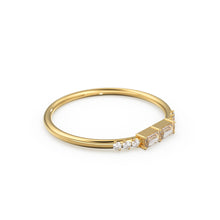 Load image into Gallery viewer, Baguette Ring / 14k Gold Baguette Diamond Stacking Ring / Rose Gold Baguette Ring / Minimalist Baguette Ring / Double Baguette Ring